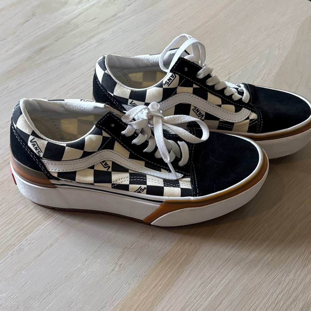 Vans Kids Black and White Checkered Sneakers